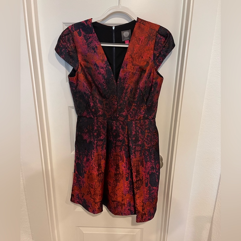 Vince Camuto Jacquard Cap Sleeve Fit and Flare Dress